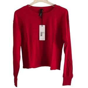 Bobi Top Long Sleeve Cropped Boxy Fit Red NWT Size XS